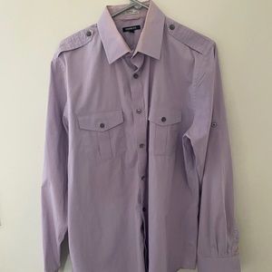 Express Fitted Purple Dress Shirt